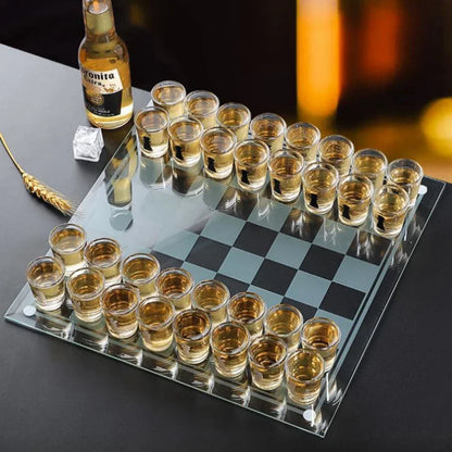 Bar Drinking Games Chess Game Set 25X25Cm Party Favor with 32 Game Glasses Bar Entertainment Supplies