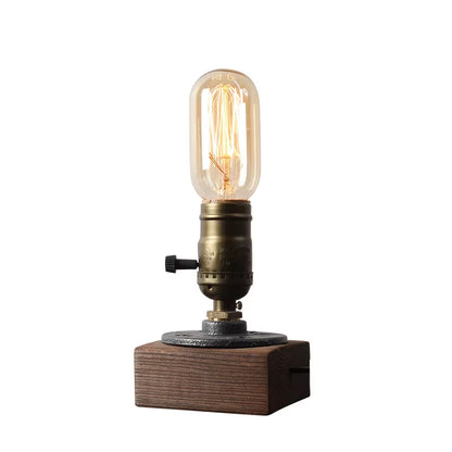 Industrial LED Table Lights with Switch Wood Desk Lamp Retro Home Decor Creative Art Gift Night Light